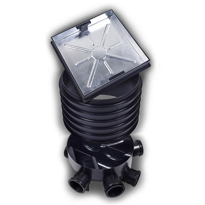 450mm Manhole Chamber (5 inlet) + 3 x 215mm high riser + 450mm 10T ...